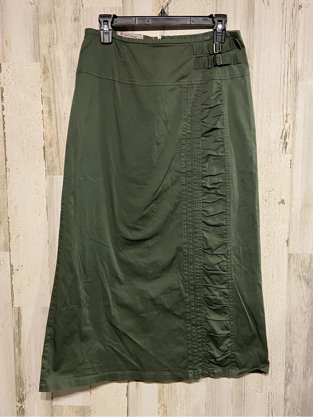 New Creation Green Ruched Midi Skirt 10